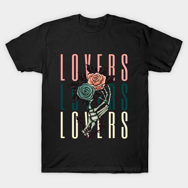 the lovers skeleton hand T-Shirt by Ballari